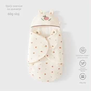 Spavaći kokon vrećica za novorođenče, pamuk vanjski dio s podstavom od čistog pamuka, punjenje Space cotton, zatvarač, duljina 80 cm