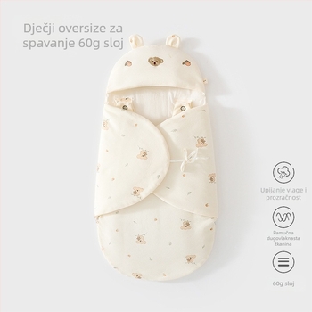 Spavaći kokon vrećica za novorođenče, pamuk vanjski dio s podstavom od čistog pamuka, punjenje Space cotton, zatvarač, duljina 80 cm