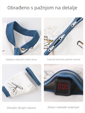 DUUDUU Dvostruki dječji spavaći vrećica, 100% pamuk vanjska i podstava, punilo pamuk, rukavi s mogućnošću uklanjanja, metalni zatvarač, pogodna za proljeće i jesen, uzrast 0–3 godine