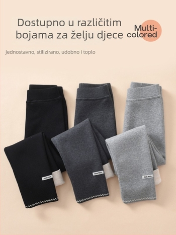 Dječje fleece legice, 90% pamuk, visoki struk s elastičnim pojasom, za proljeće i jesen, za djecu iznad 140 cm (iznad 8 godina)