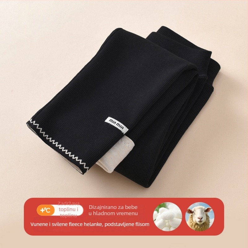 Dječje fleece legice, 90% pamuk, visoki struk s elastičnim pojasom, za proljeće i jesen, za djecu iznad 140 cm (iznad 8 godina)