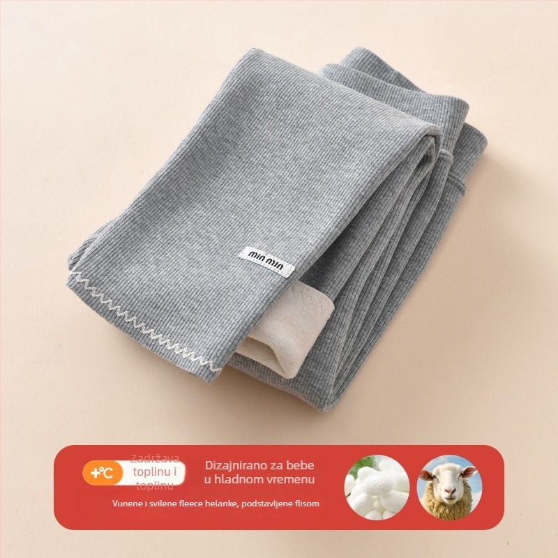 Dječje fleece legice, 90% pamuk, visoki struk s elastičnim pojasom, za proljeće i jesen, za djecu iznad 140 cm (iznad 8 godina)
