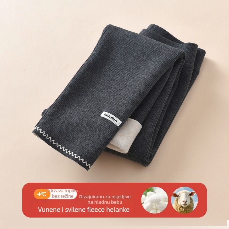 Dječje fleece legice, 90% pamuk, visoki struk s elastičnim pojasom, za proljeće i jesen, za djecu iznad 140 cm (iznad 8 godina)