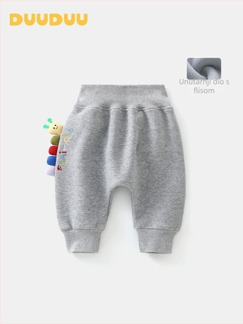 Korejski stil dječje dugačke hlače, 95% pamuk + 5% elastinsko vlakno, elastični pojas, unutarnji fleece, crtani uzorak, za dob 0–1 godina, proljeće–zima