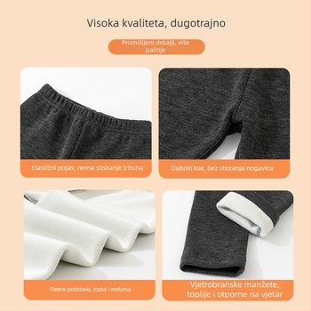 Unisex termo duge hlače za jesen-zimu, srednji pojas, elastični pojas, 88% poliester, casual stil
