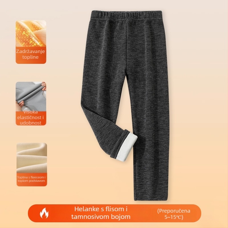 Unisex termo duge hlače za jesen-zimu, srednji pojas, elastični pojas, 88% poliester, casual stil