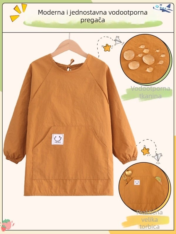 Dječja vodootporna pregača s dugim rukavima, otporna na mrlje, obostrana, unisex
