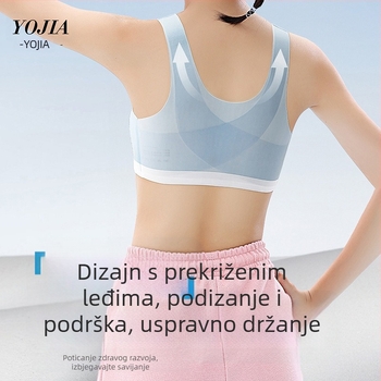 YOJIA Dječji grudnjak faza razvoja 2 – poliester terry materijal, sportski top za djecu, za dob 8+ godina (visina > 140 cm), sve sezone