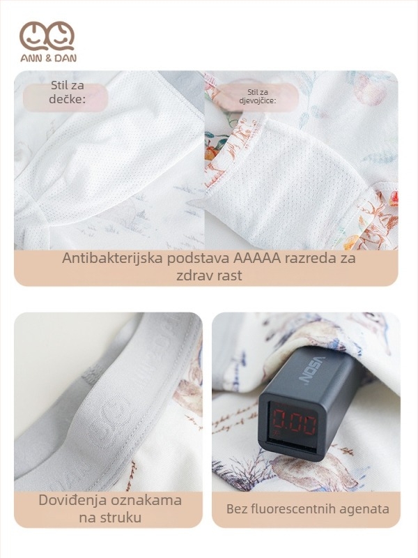 Andan dječje gaćice od bambusovih vlakana, 70% regenerirane celuloze, sigurnosna razina A, za djecu 3–8 godina, paket od 3 komada.