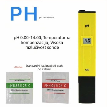 pH tester-pen Ph-01, raspon 0.00-14.00 pH, točnost ±0.1 pH, rezolucija 0.1 pH, napajanje LR44×3 (1.5V)