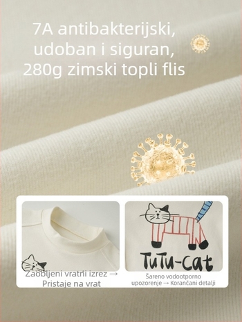 Dječji T-shirt s dugim rukavima u korejskom stilu, okrugli izrez, karikatura otisak, poliester 94,8%
