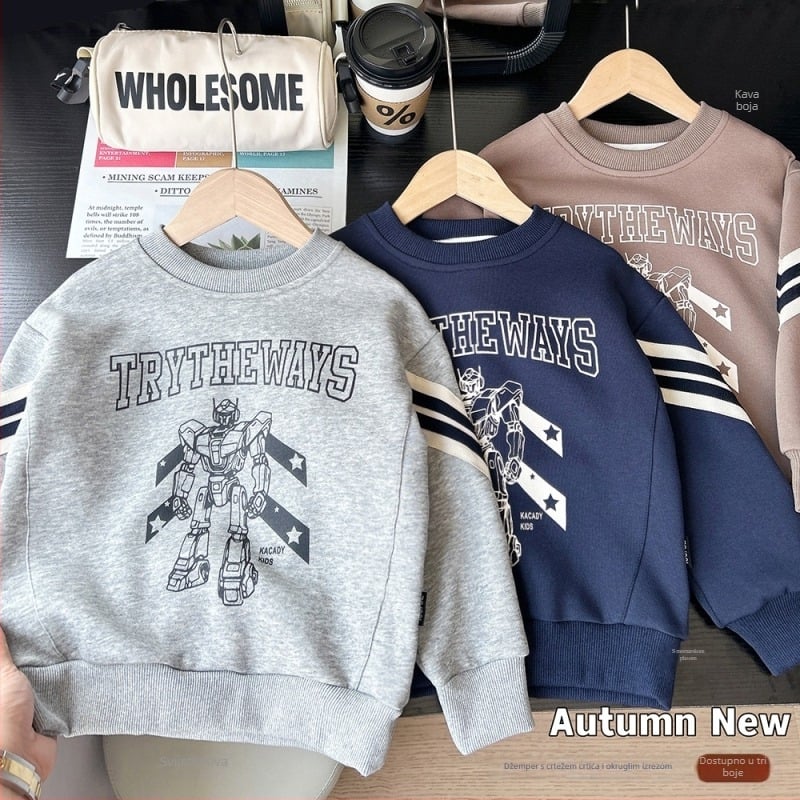 Dječji sweatshirt s dugim rukavima, pamuk, karikatura, jesen 2025, uzrast 3–8 godina