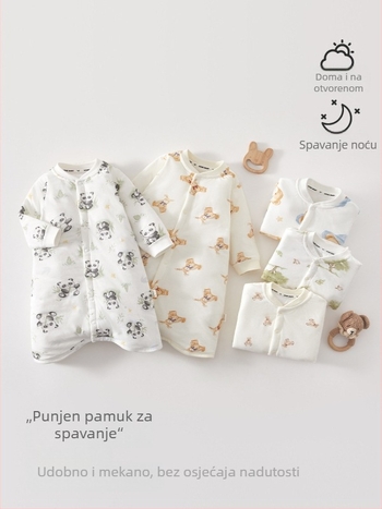 Spavaća vreća za bebe i malu djecu, konstantna temperatura, debeli pamuk materijal s podstavom, punjenje poliesterom, crtani uzorak, pogodna za zimu proljeće i jesen, za novorođenčad do 3 godine