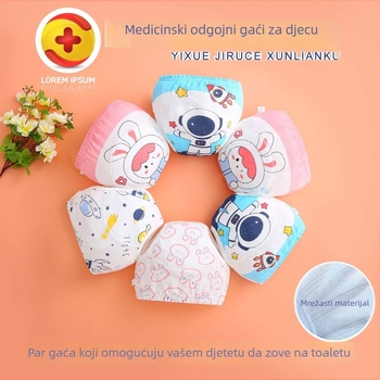 Dječje trenirke hlače za učenje mokrenja, pamuk, prozračna mreža, zaštita od curenja, sigurnosna klasa A, za dob 6–12 mj. i 1–3 godine, 14 kg, proljeće 2023