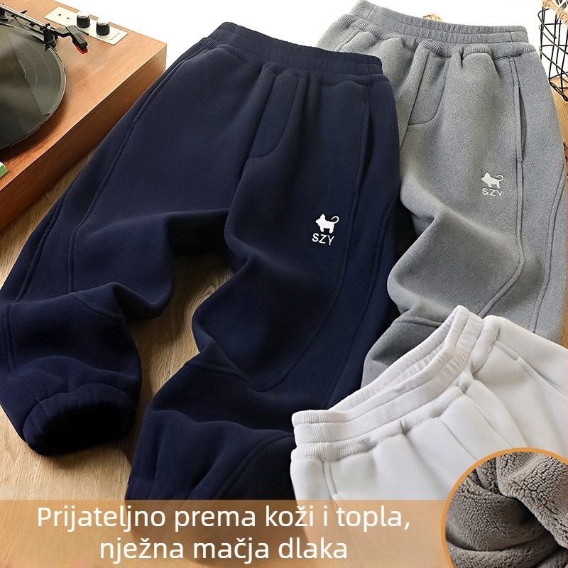 Dječje zimske hlače s flecom i vjetrozaštitom, duge hlače, elastični pojas, za stariju djecu (8+ godina)