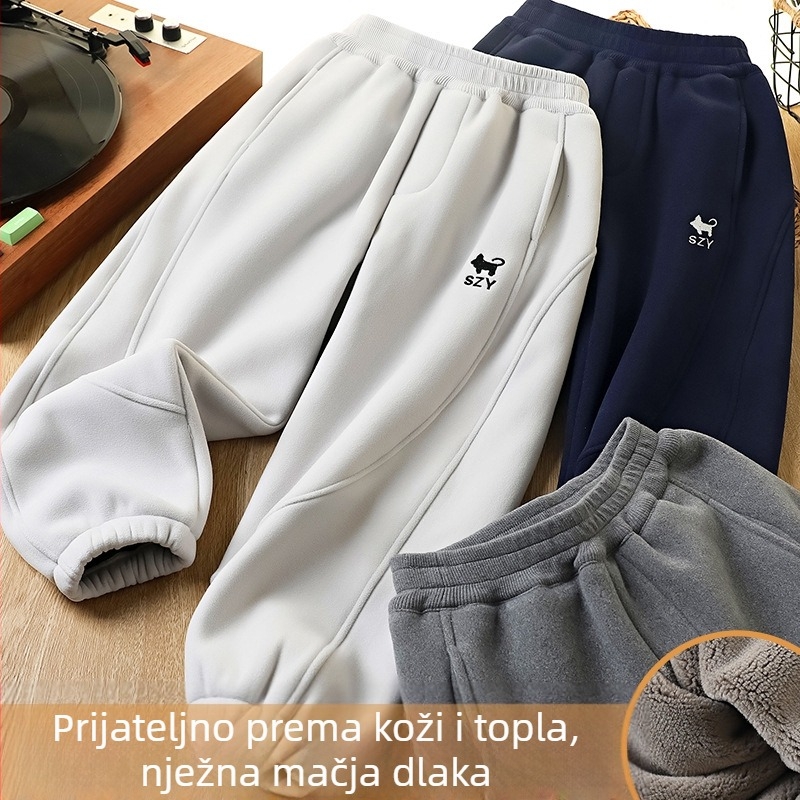 Dječje zimske hlače s flecom i vjetrozaštitom, duge hlače, elastični pojas, za stariju djecu (8+ godina)