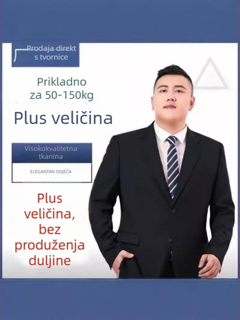 Muški minimalistički casual kostim komplet, slim fit, prednje kopčanje s dva gumba, plosati rever, smjesa acetata 50–60%, pogodan za sve sezone, jesen 2024