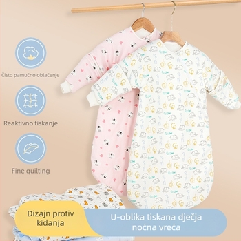 Bejbi spavaći vreć za bebe, kokon stil, uzorak crtani likovi, 95% pamuk tkanina i podstava, odvojivi rukavi, metalni zatvarač
