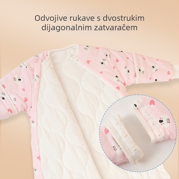 Bejbi spavaći vreć za bebe, kokon stil, uzorak crtani likovi, 95% pamuk tkanina i podstava, odvojivi rukavi, metalni zatvarač