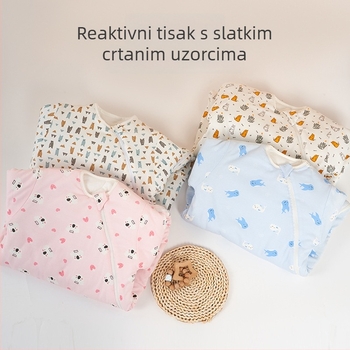 Bejbi spavaći vreć za bebe, kokon stil, uzorak crtani likovi, 95% pamuk tkanina i podstava, odvojivi rukavi, metalni zatvarač