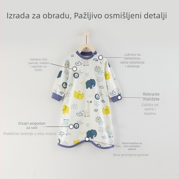 Dječji spavaći vreć s pamuk vanjskom stranom i podlogom od 95% pamuka, dugi rukavi, pulover dizajn, odvlačenje vlage, životinjski uzorak, za jesen-zimu-proljeće