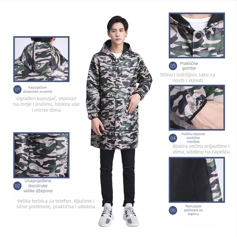 Pregača bez rukava – pamuk, kamuflažni uzorak, japanski stil, otpornost na zaprljanje