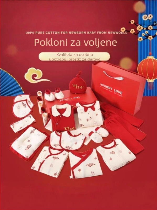 Poklon set za bebe od 100% pamuka, unisex odjeća s dugim rukavima, mekan materijal, višedijelni komplet odjeće za novorođenčad