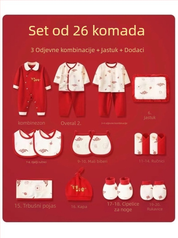 Poklon set za bebe od 100% pamuka, unisex odjeća s dugim rukavima, mekan materijal, višedijelni komplet odjeće za novorođenčad