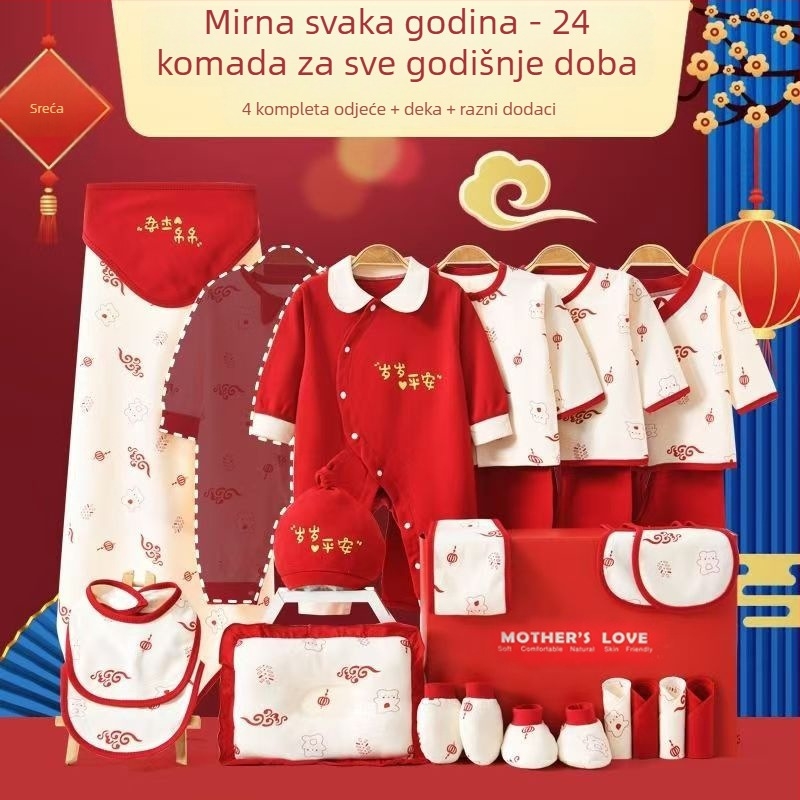 Poklon set za bebe od 100% pamuka, unisex odjeća s dugim rukavima, mekan materijal, višedijelni komplet odjeće za novorođenčad
