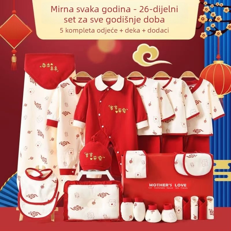 Poklon set za bebe od 100% pamuka, unisex odjeća s dugim rukavima, mekan materijal, višedijelni komplet odjeće za novorođenčad