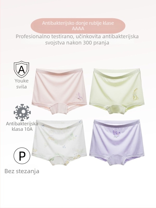 Dječje donje rublje za djevojčice s antibakterijskom Ucosilk, vlakna regenerirane celuloze 92,9%, Klasa A, za dob 3–8 godina