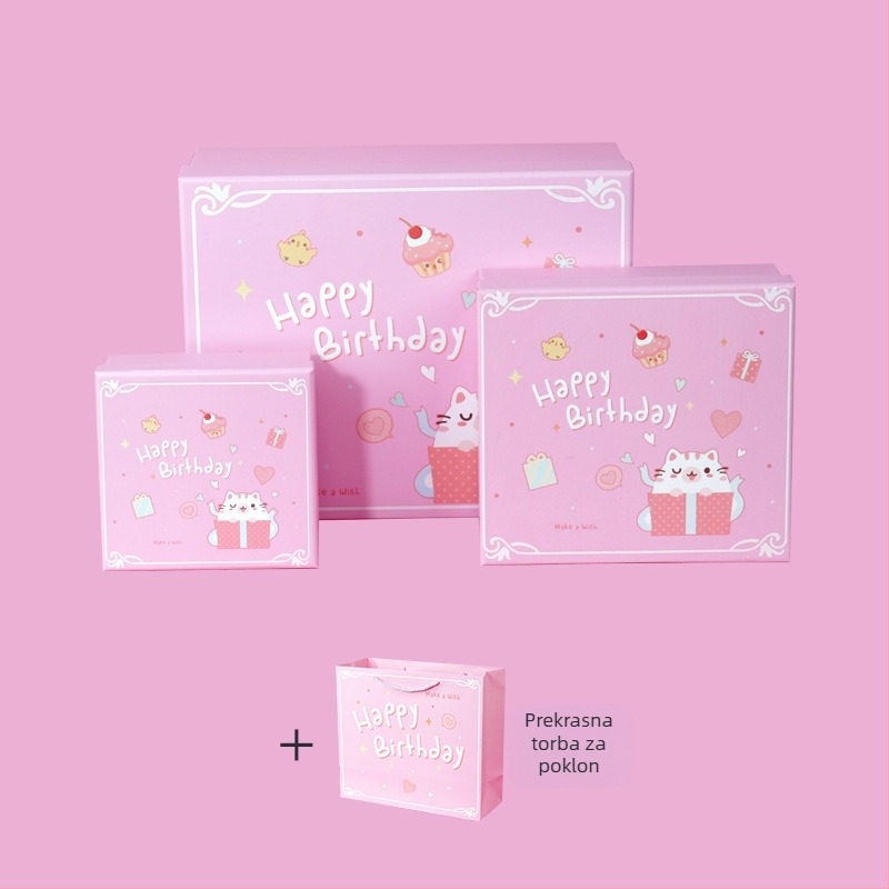 Kutija za rođendanski poklon — bakrena ploča + sivi karton, poklon pakiranje