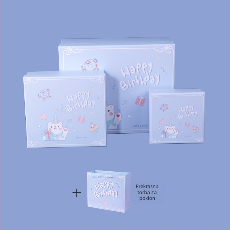 Kutija za rođendanski poklon — bakrena ploča + sivi karton, poklon pakiranje