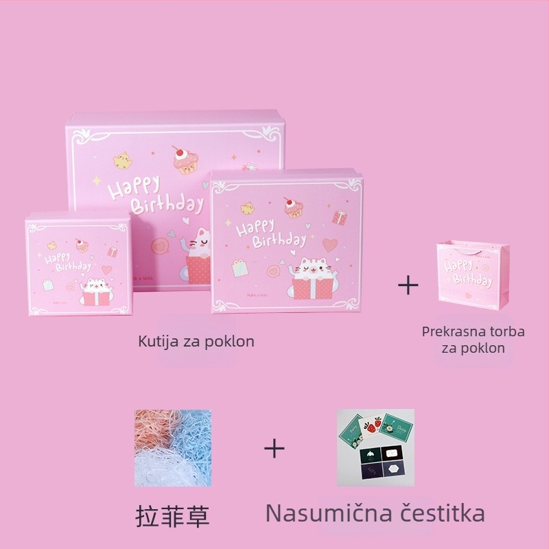 Kutija za rođendanski poklon — bakrena ploča + sivi karton, poklon pakiranje