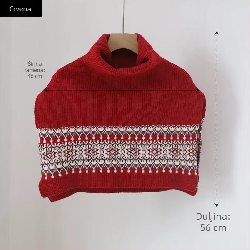 Unisex vuneni šal s visokim ovratnikom, zimski dodatak za slojevito nošenje, širina 46 cm