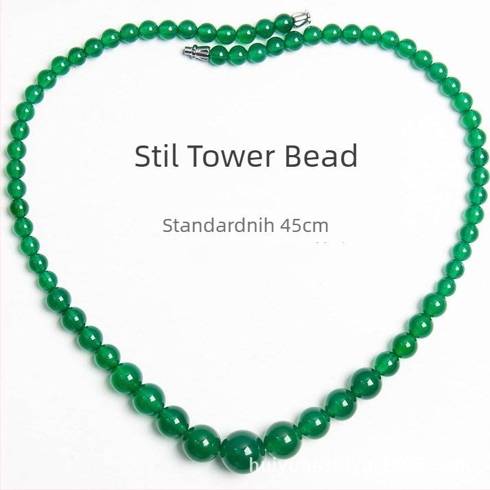 Ogrlica od ahata s okruglimi perlama, prirodni materijal, polirano, geometrijski dizajn