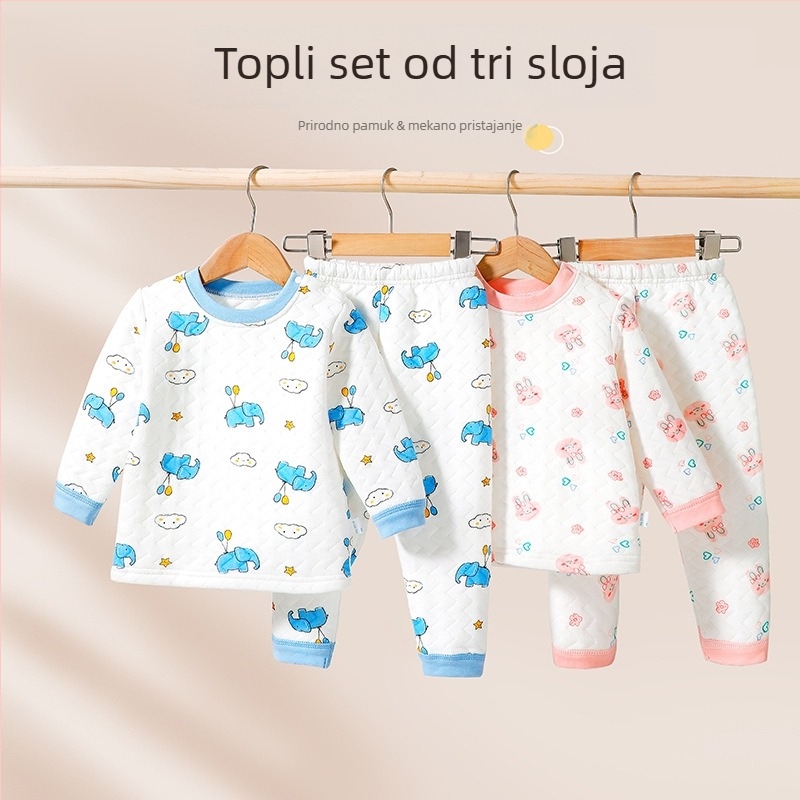 Dječji pamučni trostruki topli komplet za spavanje, uzrast 3–8 godina, unisex