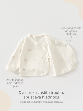Novorođeni pamučni top, 100% pamuk, unisex, okrugli izrez, mekan dodir, jesen 2025