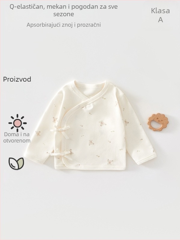 Novorođeni pamučni top, 100% pamuk, unisex, okrugli izrez, mekan dodir, jesen 2025