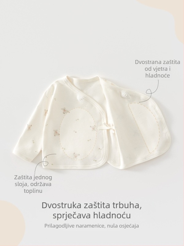 Novorođeni pamučni top, 100% pamuk, unisex, okrugli izrez, mekan dodir, jesen 2025