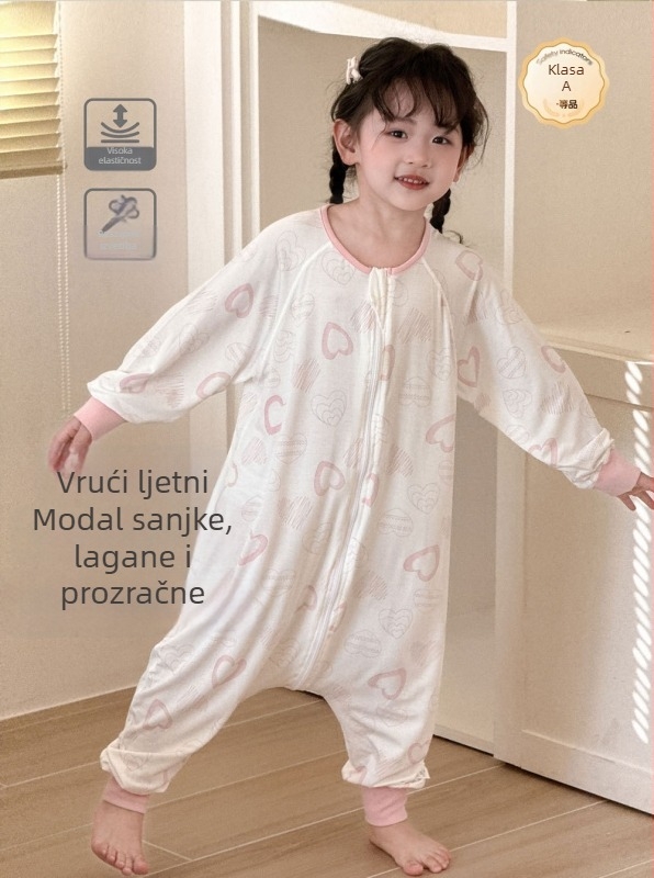 Mo Ximo Dječja ljetna modalna pidžama sa odvojenim nogama, tanka, odvodi vlagu, karikatura uzorak