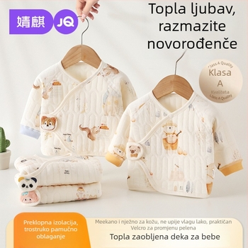 JOYNCLEON dječji top za zimu, 100% pamuk, okrugli ovratnik, bez kapuljače, za novorođenčad 0–1 godina, mekana obrada materijala Jyf200202