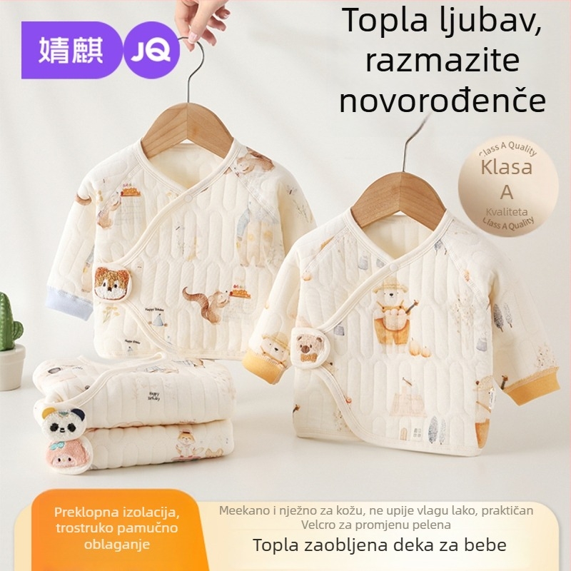 JOYNCLEON dječji top za zimu, 100% pamuk, okrugli ovratnik, bez kapuljače, za novorođenčad 0–1 godina, mekana obrada materijala Jyf200202