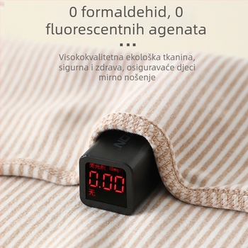 Dječja osnovna majica za donji sloj, prugasti dizajn, četkano 88% poliester, okrugli vrat, cijelo godišnje, za uzrast 8+