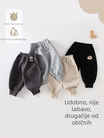 Dječje sportske hlače od pamuka, korejskog stila, 60% pamuk, srednje visoki struk s elastičnom, za uzrast 1–3 godine, zimsko-proljetno-jesensko razdoblje