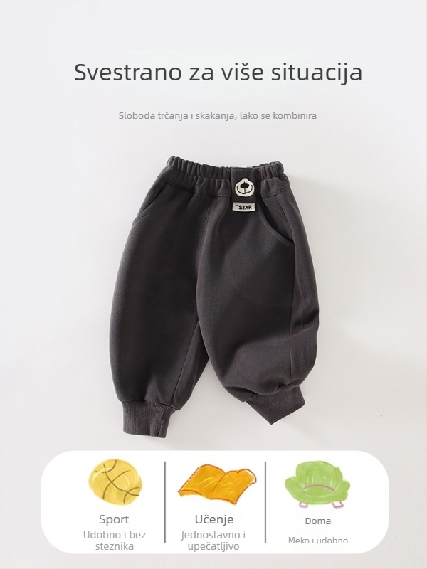 Dječje sportske hlače od pamuka, korejskog stila, 60% pamuk, srednje visoki struk s elastičnom, za uzrast 1–3 godine, zimsko-proljetno-jesensko razdoblje