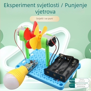 Vjetroturbina s osvijetljenim punjenjem – znanstveni komplet za mlade, plastična konstrukcija, dobna granica 15–35, uključuje video upute, potiče kognitivni razvoj