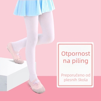 Dječje plesne čarape za djevojčice – tanke, prozračne pantyhose, Vinylon 90%, jednobojni uzorak, proljeće–jesen, uzrast 3–8 godina