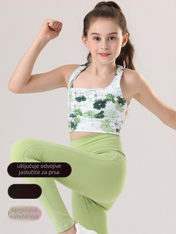 Ženski yoga set s bezrukavnim topom i hlačama, ramenskim trakama, poliester-spandeks materijal