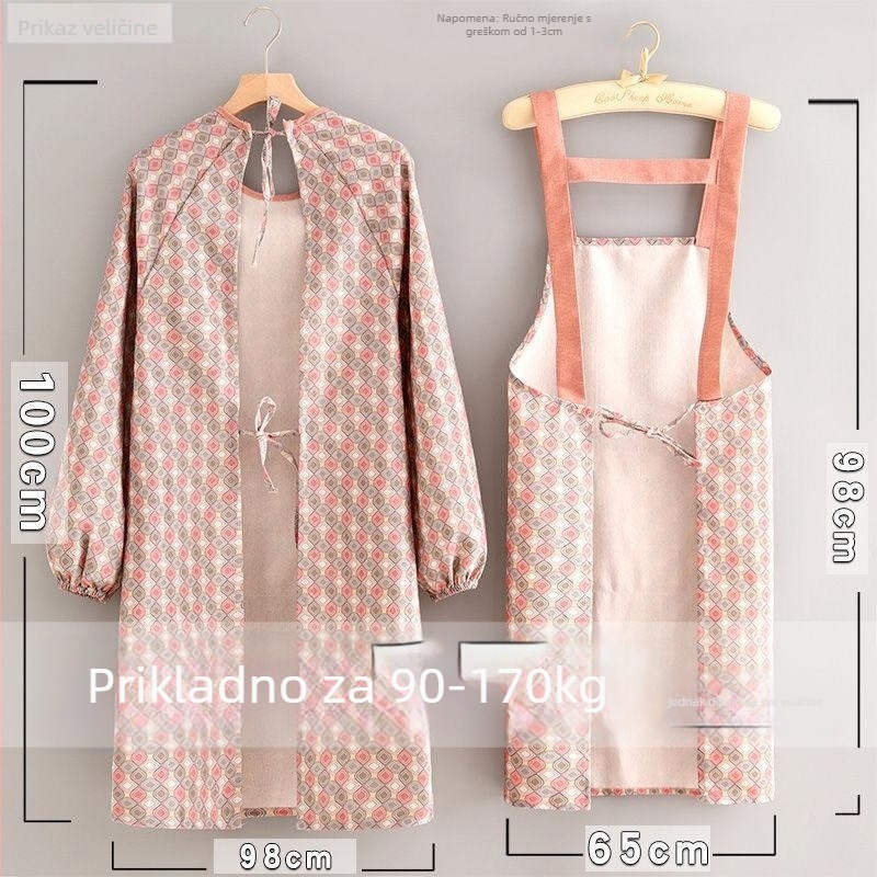 Ženska platnena pregača s dugim rukavima, otporna na mrlje, izdržljiva, kuhinjska radna odjeća